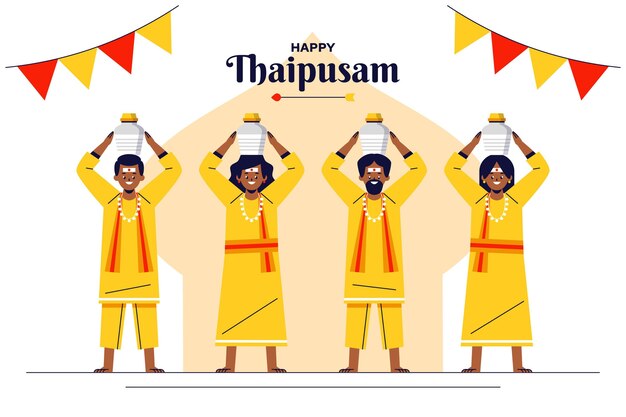 Festival thaipusam de diseño plano