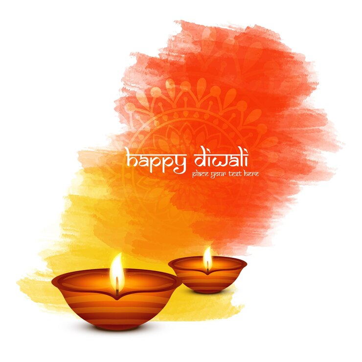 Vector gratuito festival tradicional indio diwali con fondo de tarjeta de lámparas