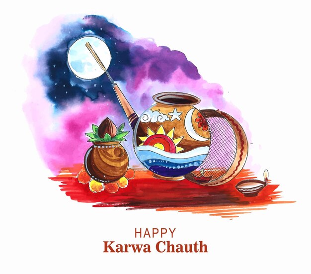 Festival tradicional indio feliz karwa chauth fondo