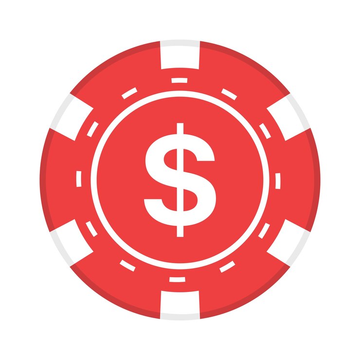 Vector gratuito ficha de póquer roja con el signo del dólar