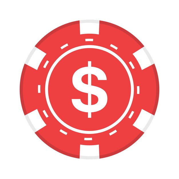 Ficha de póquer roja con el signo del dólar