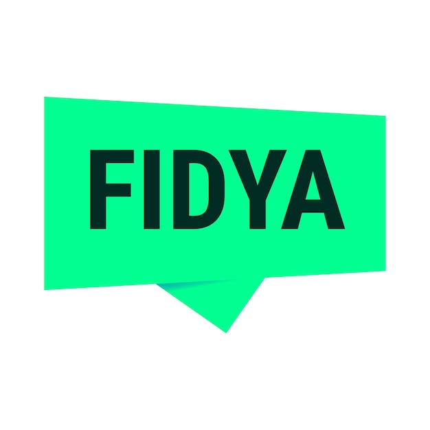 Fidya green vector callout banner con información sobre donaciones y reclusión durante el ramadán