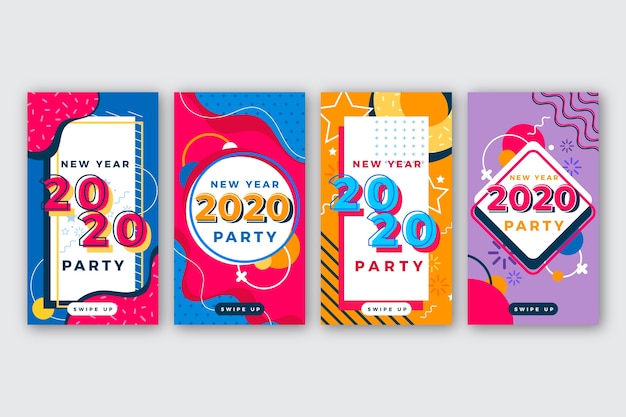 Fiesta de año nuevo 2020 colección de historias de instagram