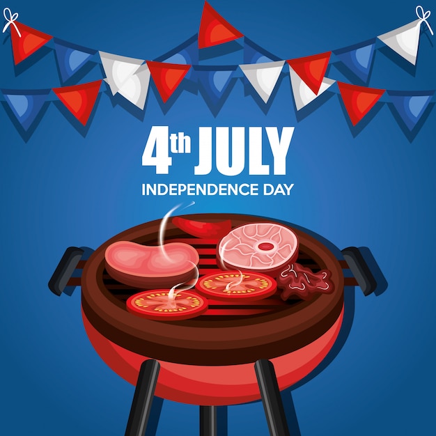 Vector gratuito fiesta de la barbacoa del día de la independencia de estados unidos.