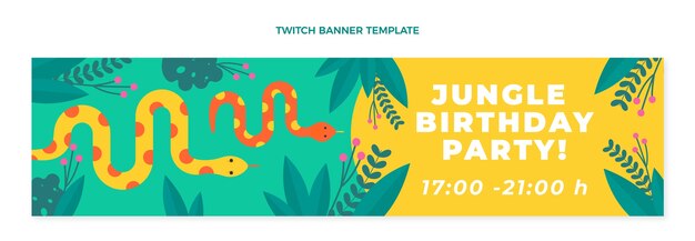 Fiesta de cumpleaños de la selva de diseño plano dibujado a mano