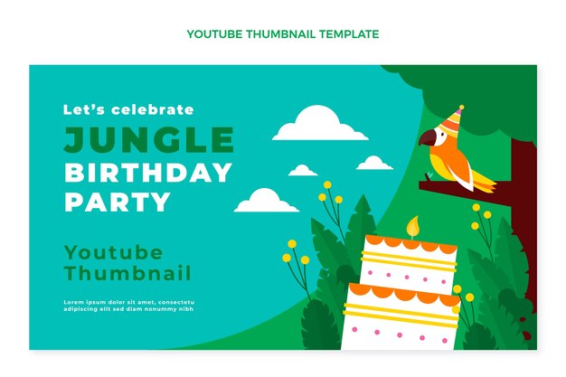 Fiesta de cumpleaños de la selva de diseño plano dibujado a mano