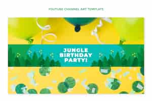 Vector gratuito fiesta de cumpleaños de la selva de diseño plano dibujado a mano