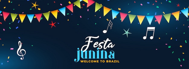 Vector gratuito fiesta de la fiesta de la fiesta de junina música banner