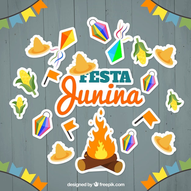 Vector gratuito fiesta junina con pegatinas