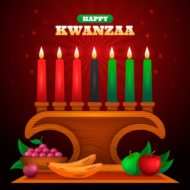 Fiesta de kwanzaa realista con velas.