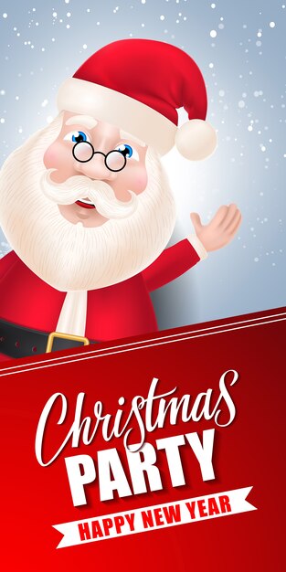 Fiesta de Navidad Letras y Santa Claus