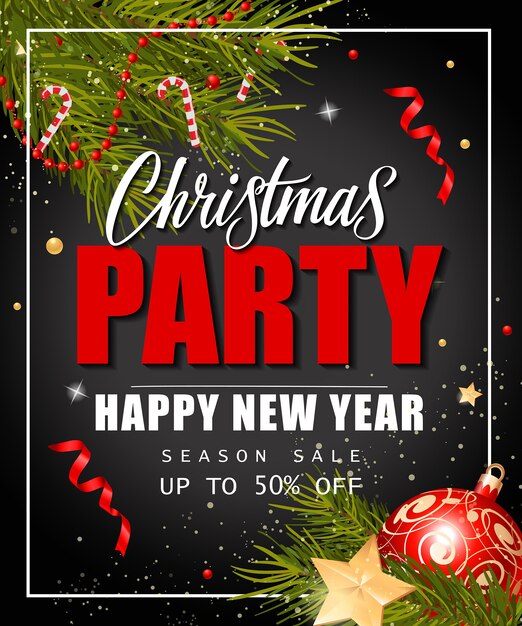 Fiesta de Navidad y Letras de venta de temporada