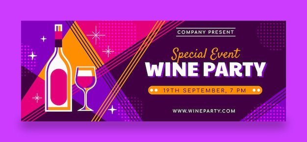 Vector gratuito fiesta del vino paquete de redes sociales portada de facebook