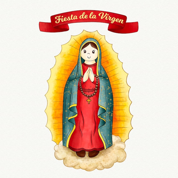 Fiesta de la virgen acuarela