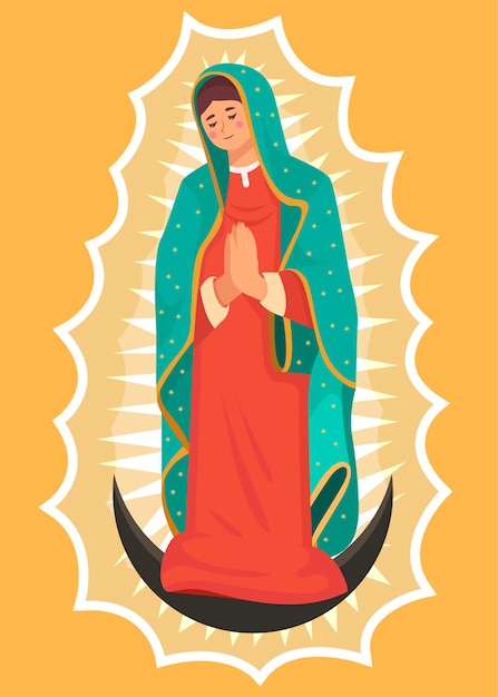 Fiesta de la virgen dibujada a mano