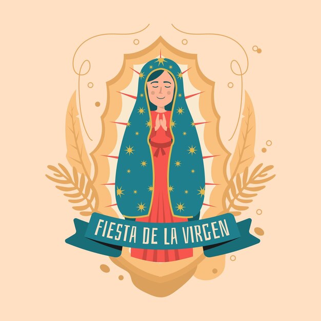 Fiesta de la virgen dibujada a mano