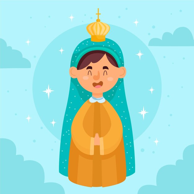 Fiesta de la virgen dibujada a mano