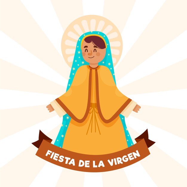 Fiesta de la virgen dibujada a mano