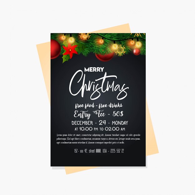 Fiestas navideñas y cartel.