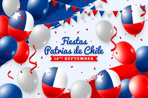 Fiestas patrias de chile con globos y banderas