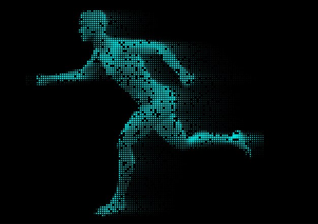Figura masculina pixelada corriendo