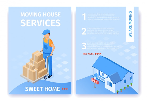 Vector gratuito fije los servicios de la casa móvil volante de sweet home