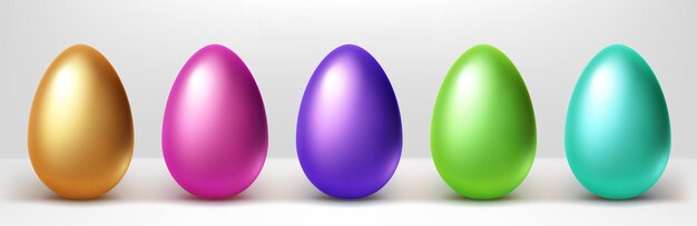 Fila de coloridos huevos de Pascua, elementos de diseño aislado