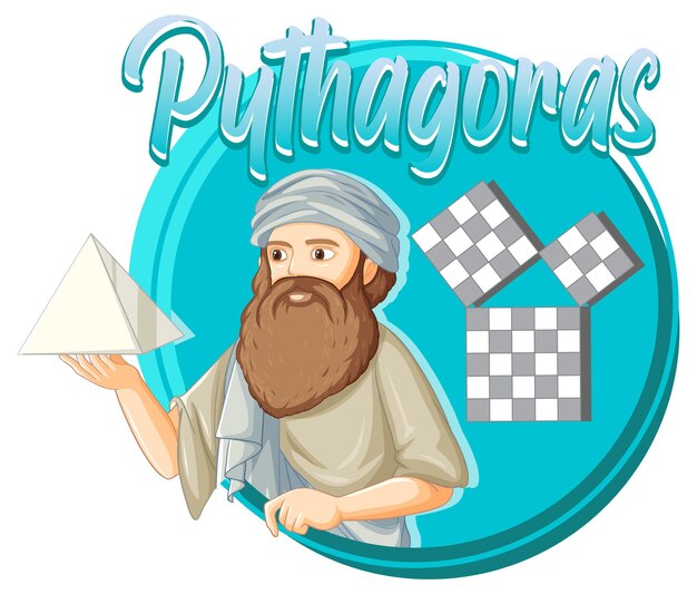 Filósofo de Pitágoras en estilo de dibujos animados