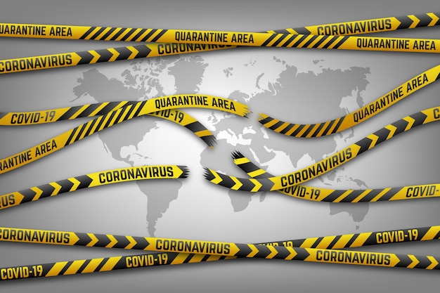 Fin de la cinta y mapa de cuarentena de coronavirus