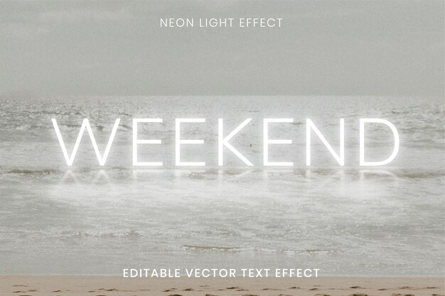 FIN DE SEMANA efecto de texto editable palabra neón blanco