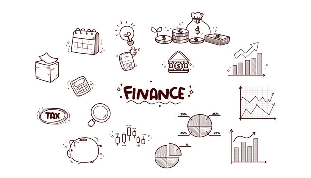 Finanzas invertir forex trading doodle elementos icono símbolo conjunto