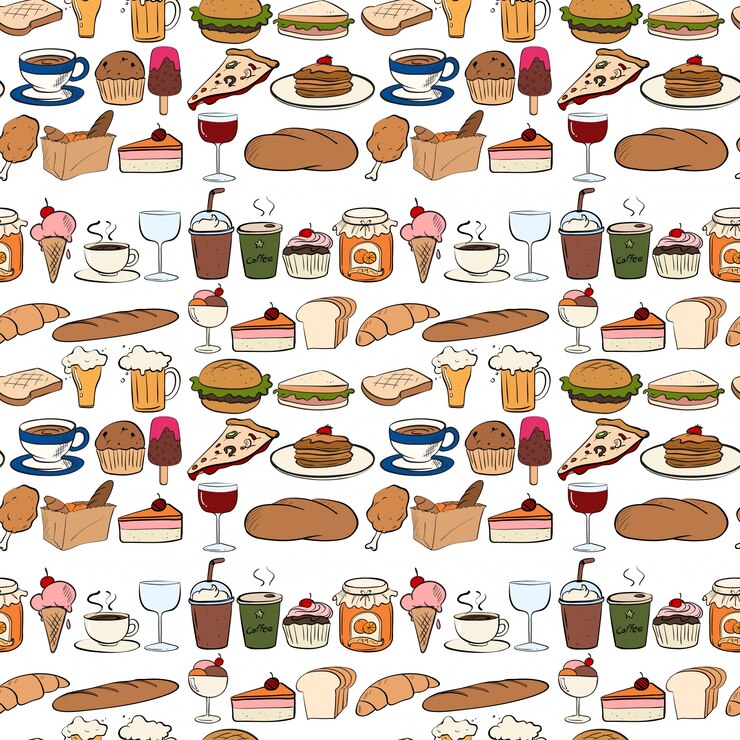 Vector gratuito sin fisuras todo tipo de alimentos