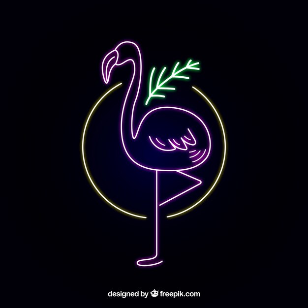 Flamenco de neón con luz de colores