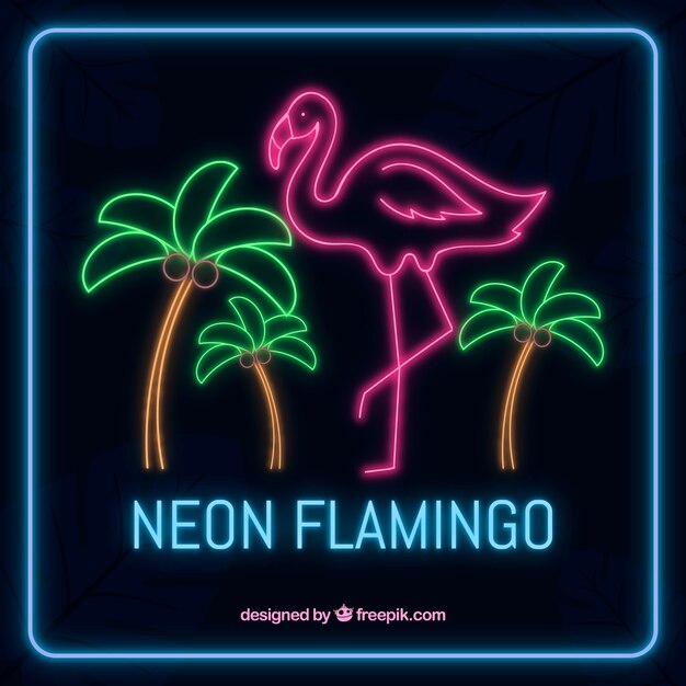 Flamenco de neón con palmertas