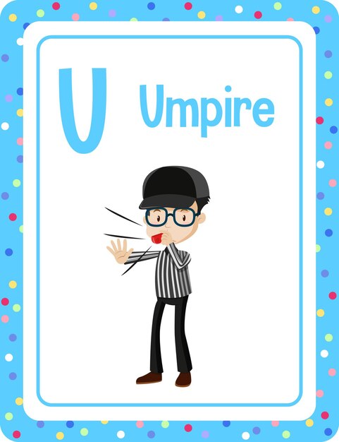 Flashcard del alfabeto con la letra U para Árbitro