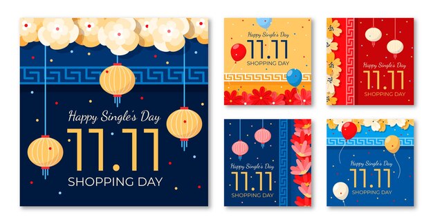 Flat 11.11 colección de publicaciones de instagram del día de compras