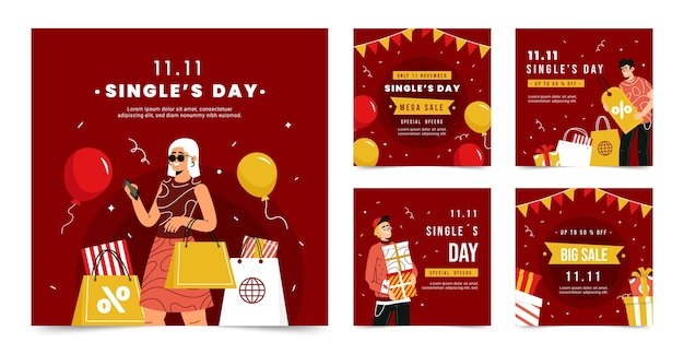 Flat 11.11 colección de publicaciones de instagram del día de compras