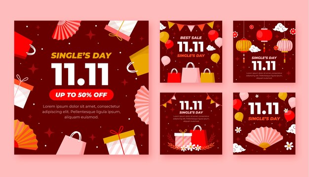 Flat 11.11 colección de publicaciones de instagram del día de compras