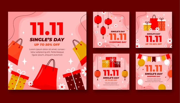 Flat 11.11 colección de publicaciones de instagram del día de compras