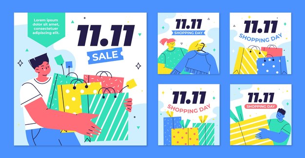 Flat 11.11 colección de publicaciones de instagram del día de compras