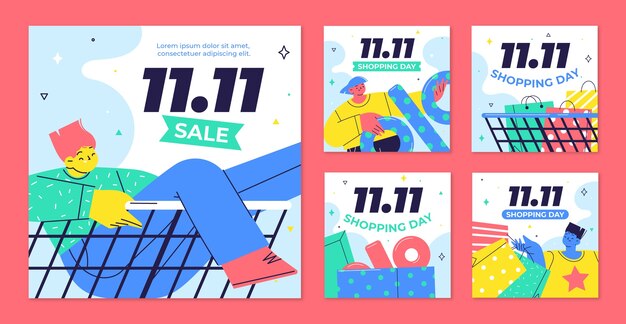 Flat 11.11 colección de publicaciones de instagram del día de compras