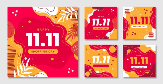 Flat 11.11 día de solteros día de compras colección de publicaciones de instagram
