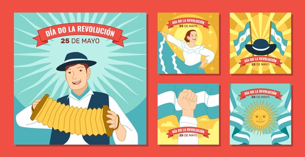 Flat 25 de mayo colección de publicaciones de instagram