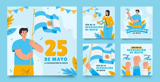 Flat 25 de mayo colección de publicaciones de instagram
