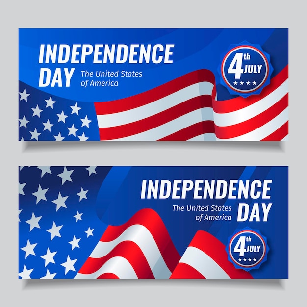 Flat 4 de julio - paquete de banners del día de la independencia