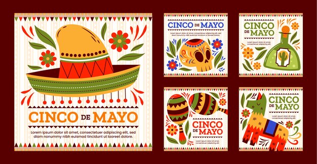 Flat 5 de mayo colección de publicaciones de instagram