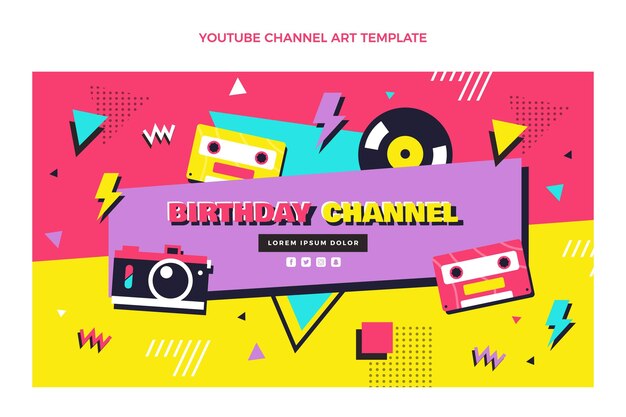 Flat 90s nostálgico cumpleaños canal de youtube