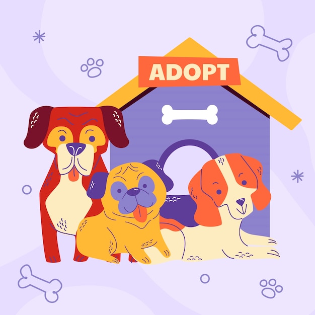 Vector gratuito flat adoptar una ilustración de perro