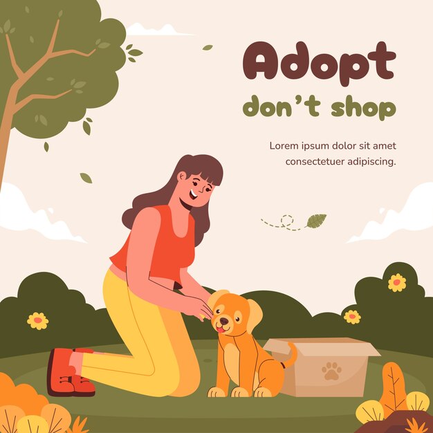 Flat adoptar una ilustración de perro