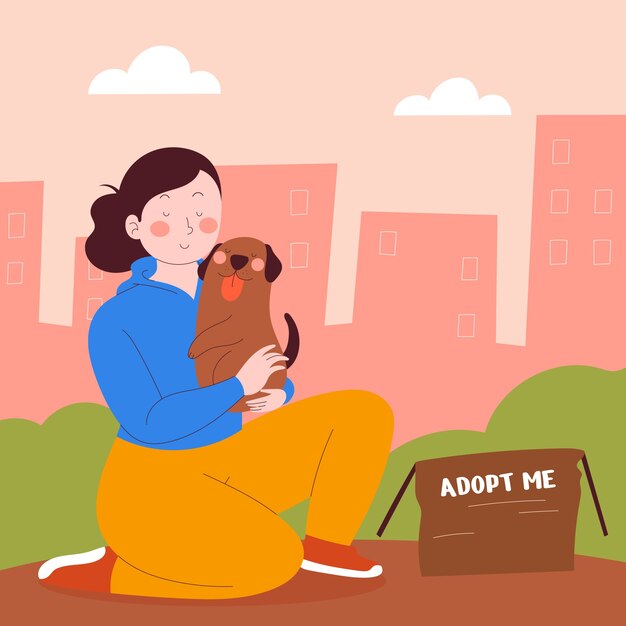 Flat adoptar una ilustración de perro